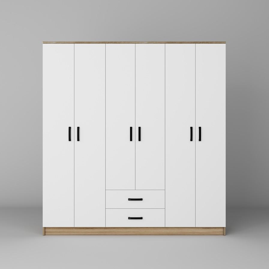 Ντουλάπα 180x190x45 εκ Light Wallnut 350MWD1155