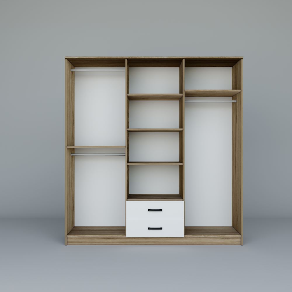 Ντουλάπα 180x190x45 εκ Light Wallnut 350MWD1155