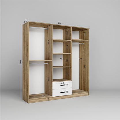 Ντουλάπα 180x190x45 εκ Light Wallnut 350MWD1155