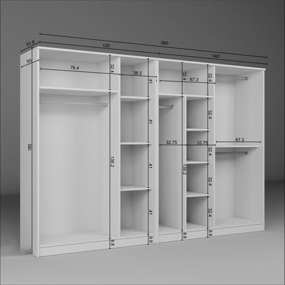 Ντουλάπα 280x180x51.8 εκ Λευκό 350MWD1158