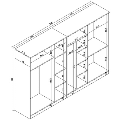 Ντουλάπα 280x180x51.8 εκ Πεύκο Atlantic 350MWD1159