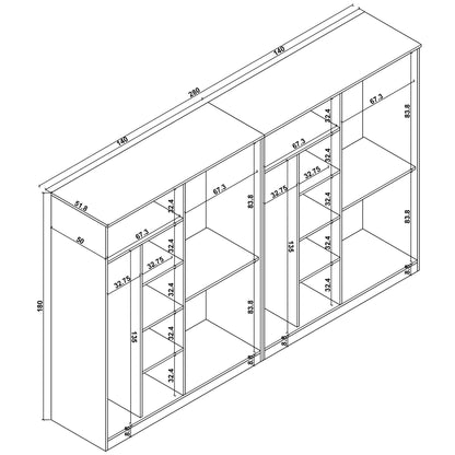 Ντουλάπα 280x180x51.8 εκ Λευκό 350MWD1161