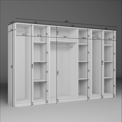 Ντουλάπα 280x180x51.8 εκ Λευκό 350MWD1163