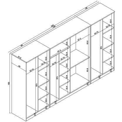 Ντουλάπα 300x180x51.8 εκ Πεύκο Atlantic 350MWD1164