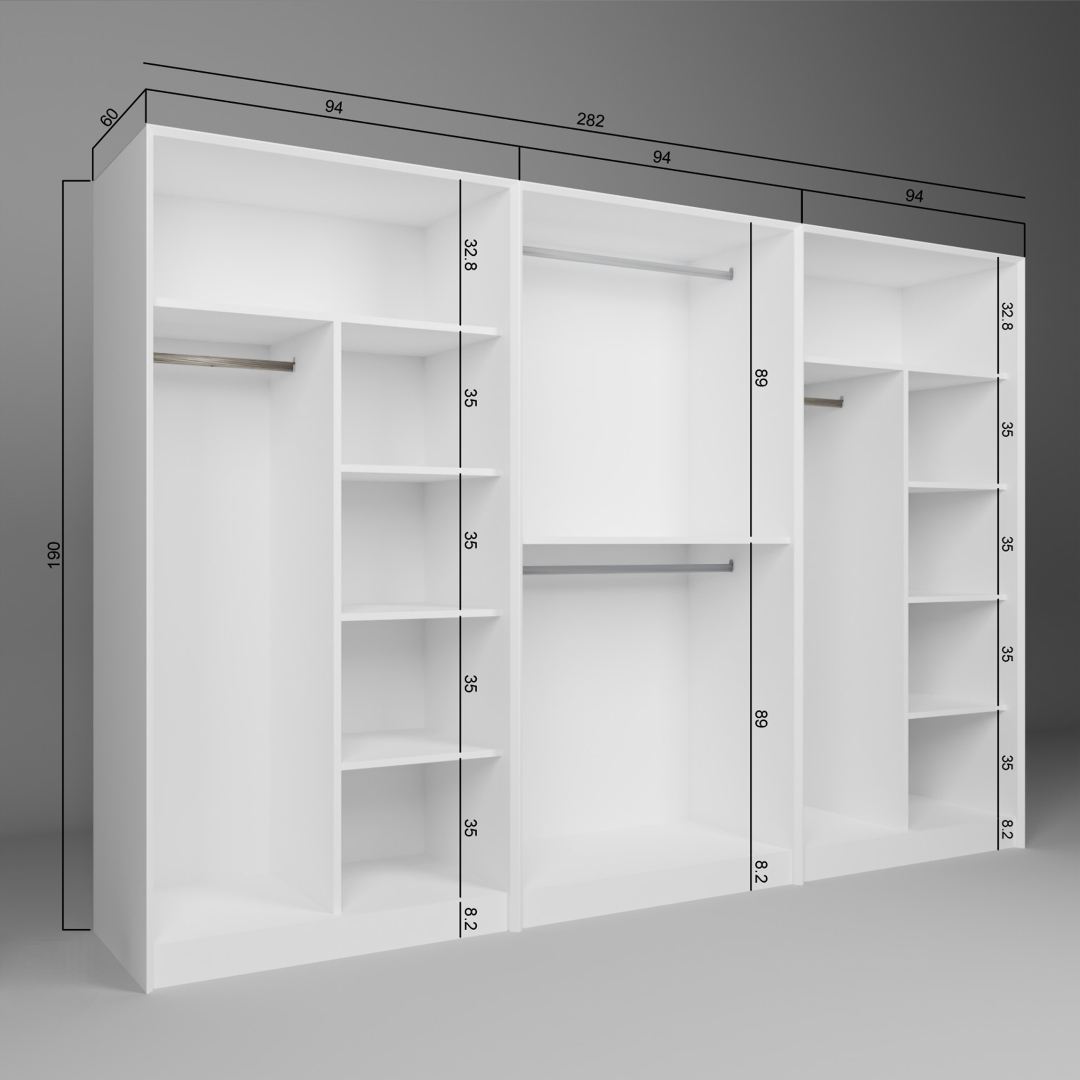 Ντουλάπα 280x190x60 εκ Λευκό 350MWD1168
