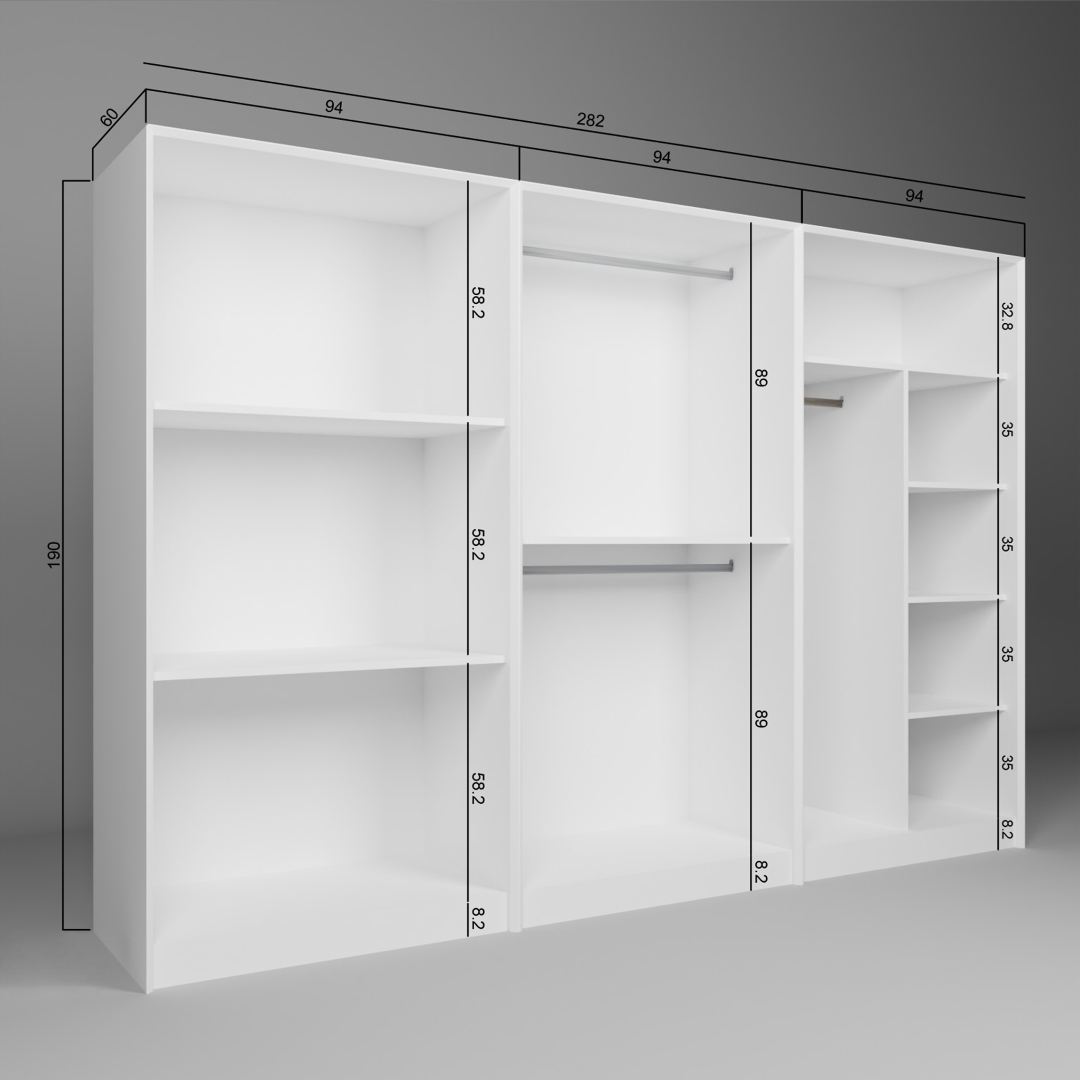 Ντουλάπα 280x190x60 εκ Λευκό 350MWD1169