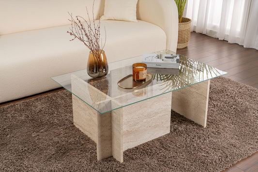Τραπεζάκι Σαλονιού Travertine 105 x 65 x 40 εκ GR353NRD1102