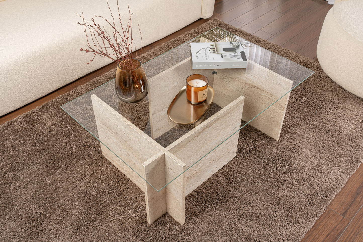 Τραπεζάκι Σαλονιού Travertine 105 x 65 x 40 εκ GR353NRD1102