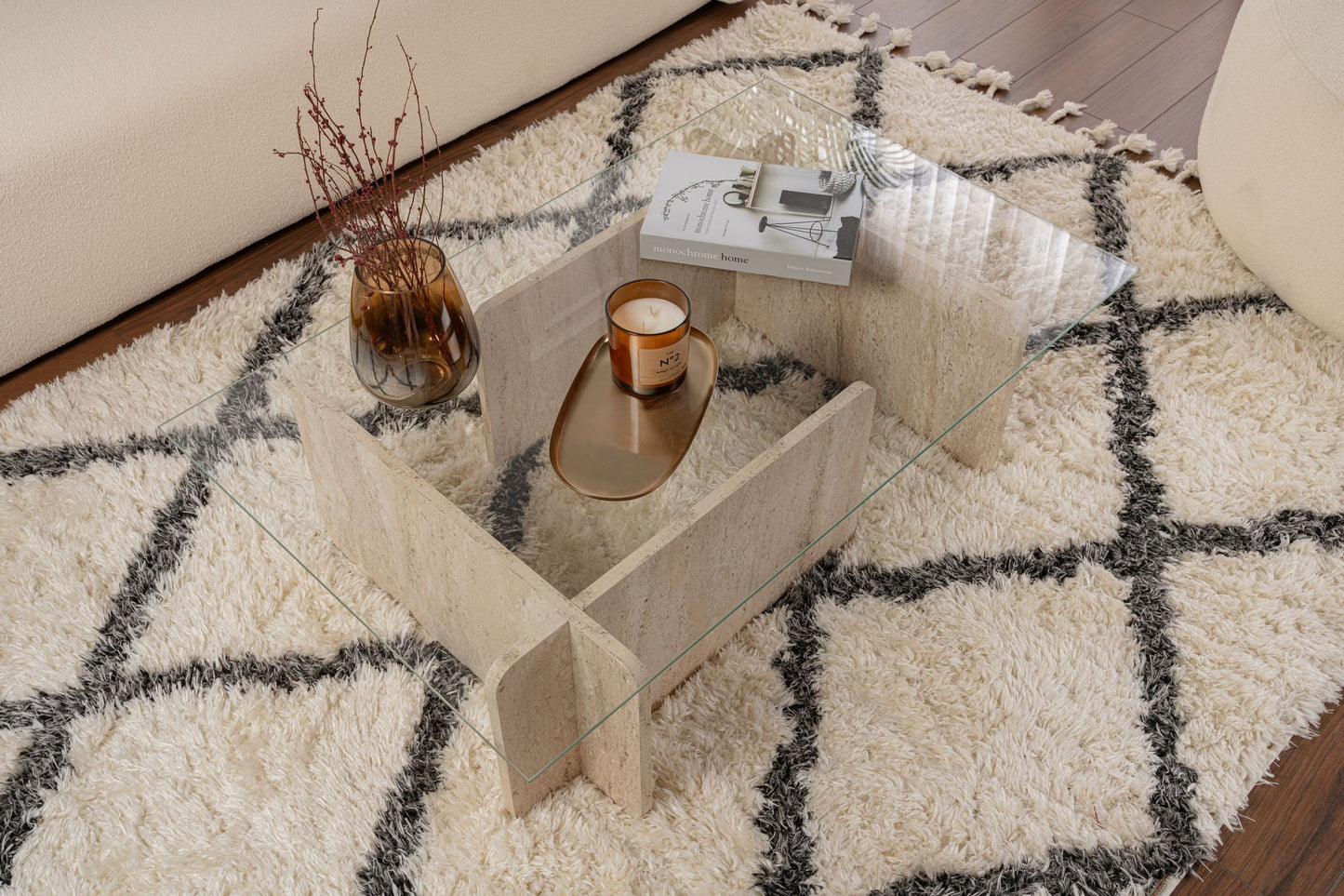 Τραπεζάκι Σαλονιού Travertine 105 x 65 x 30 εκ GR353NRD1110