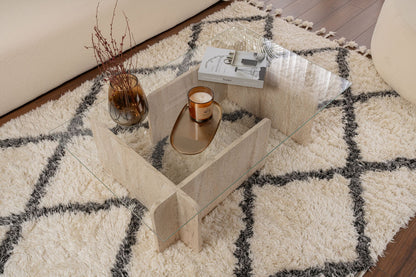 Τραπεζάκι Σαλονιού Travertine 105 x 65 x 30 εκ GR353NRD1110