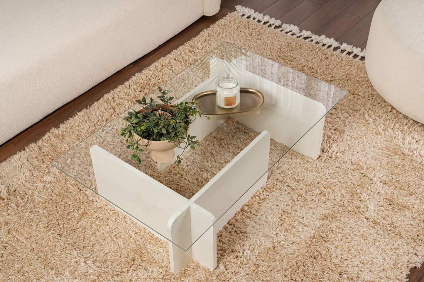 Τραπεζάκι Σαλονιού Wooden Λευκό 105 x 65 x 30 εκ GR353NRD1115
