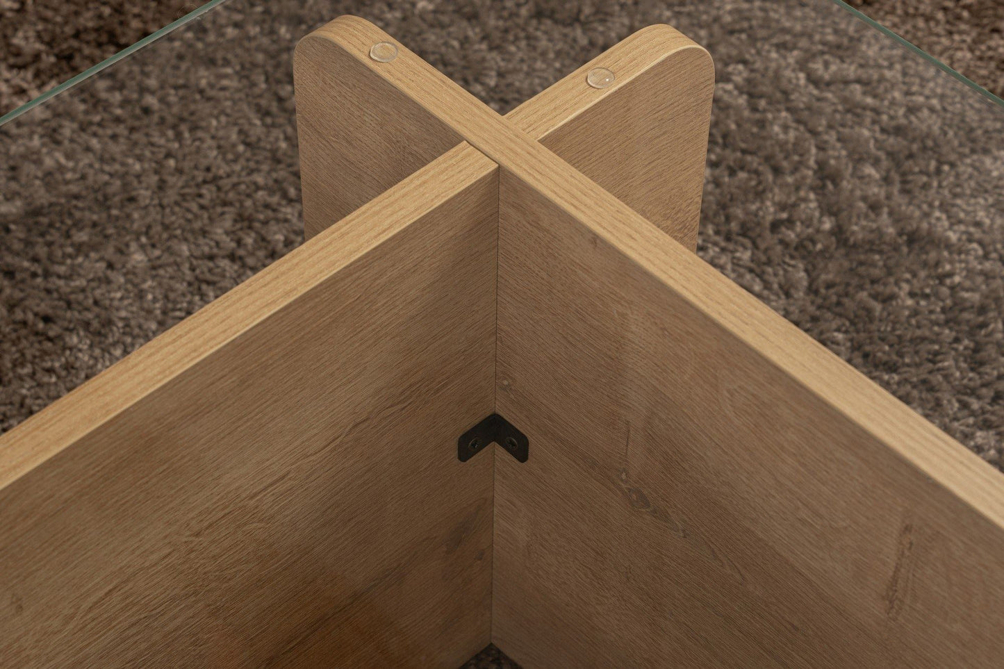 Τραπεζάκι Σαλονιού Τραπέζι Καθιστικού Δρυς με Γυαλί Γυάλινο Τραπεζάκι 353NRD1116