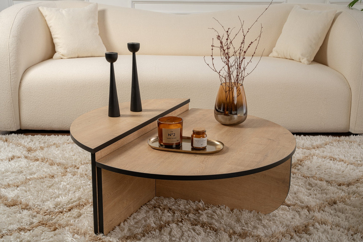 Τραπεζάκι Σαλονιού Δρυς Honey - Μαύρο 90 x 60 x 30 εκ GR353NRD1119