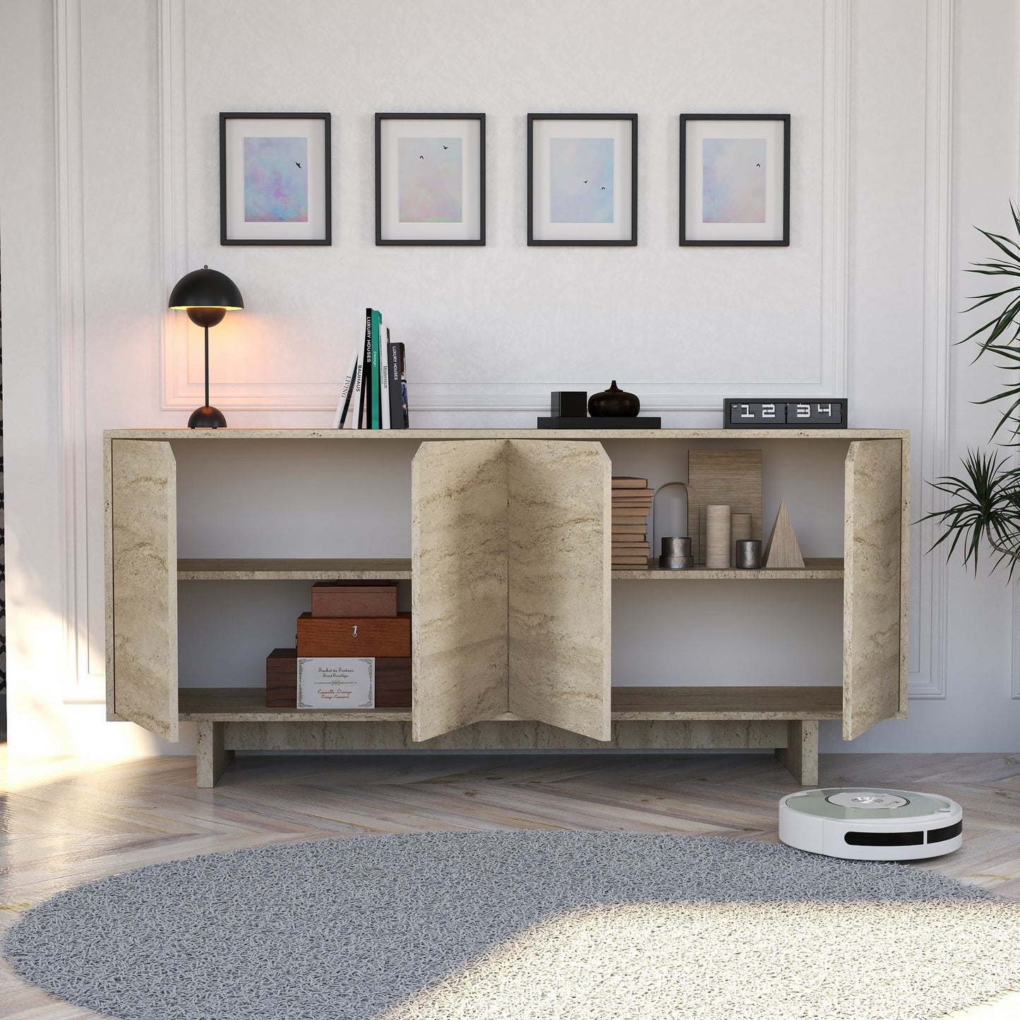 Μπουφές Τραβερτίνη 180x40x80,6cm | 360ALE1111