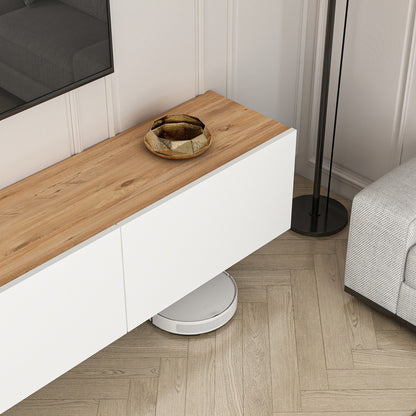 Βάση Τηλεόρασης 150εκ Λευκό & Ξύλο με Ράφια Έπιπλο Τηλεόρασης Κρεμαστό 362ANT1155