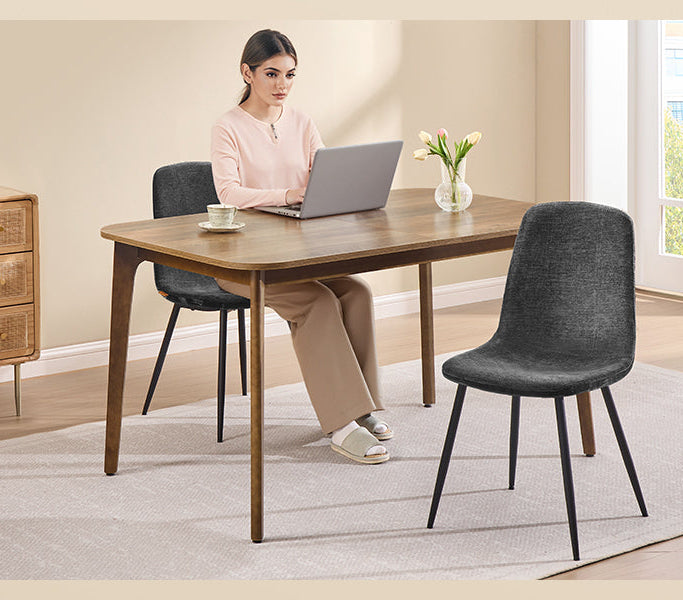 Καρέκλες Τραπεζαρίας Σετ 4 τεμ Καρέκλα Κουζίνας Ύφασμα Σενίλ PU πλάτη Γκρί KD-C188G01