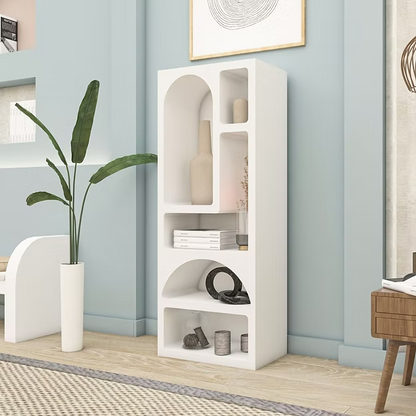 Βιβλιοθήκη Ραφιέρα 150x60x32 εκ Βιτρίνα Νησιώτικο Στυλ σε 2 Χρωματισμούς 125GLN1221