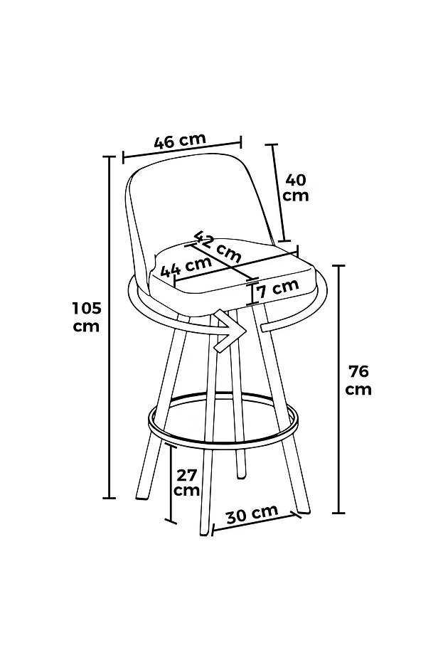 Σκαμπό Μπαρ Περιστρεφόμενο Σκαμπό για Πάσο Κουζίνας Σετ 2 τεμ Ύψος καθίσματος 76εκ Βελούδο Καπουτσίνο 240CHR1881