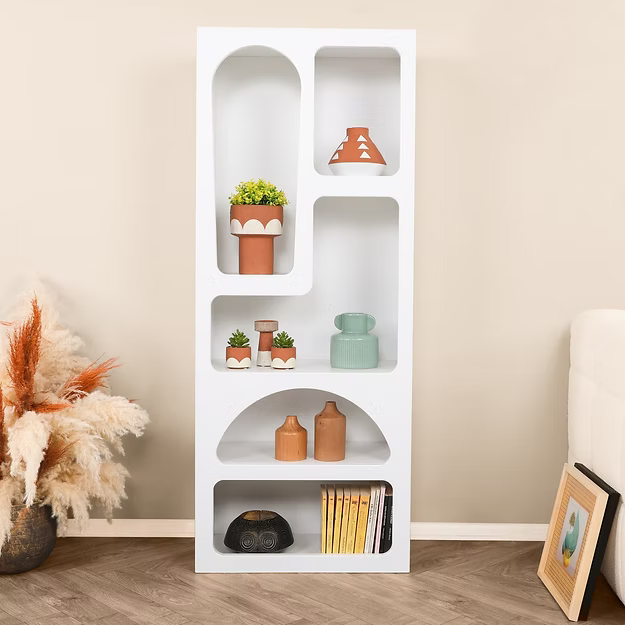 Βιβλιοθήκη Ραφιέρα 150x60x32 εκ Βιτρίνα Νησιώτικο Στυλ σε 2 Χρωματισμούς 125GLN1221