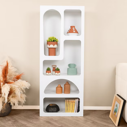 Βιβλιοθήκη Ραφιέρα 150x60x32 εκ Βιτρίνα Νησιώτικο Στυλ σε 2 Χρωματισμούς 125GLN1221