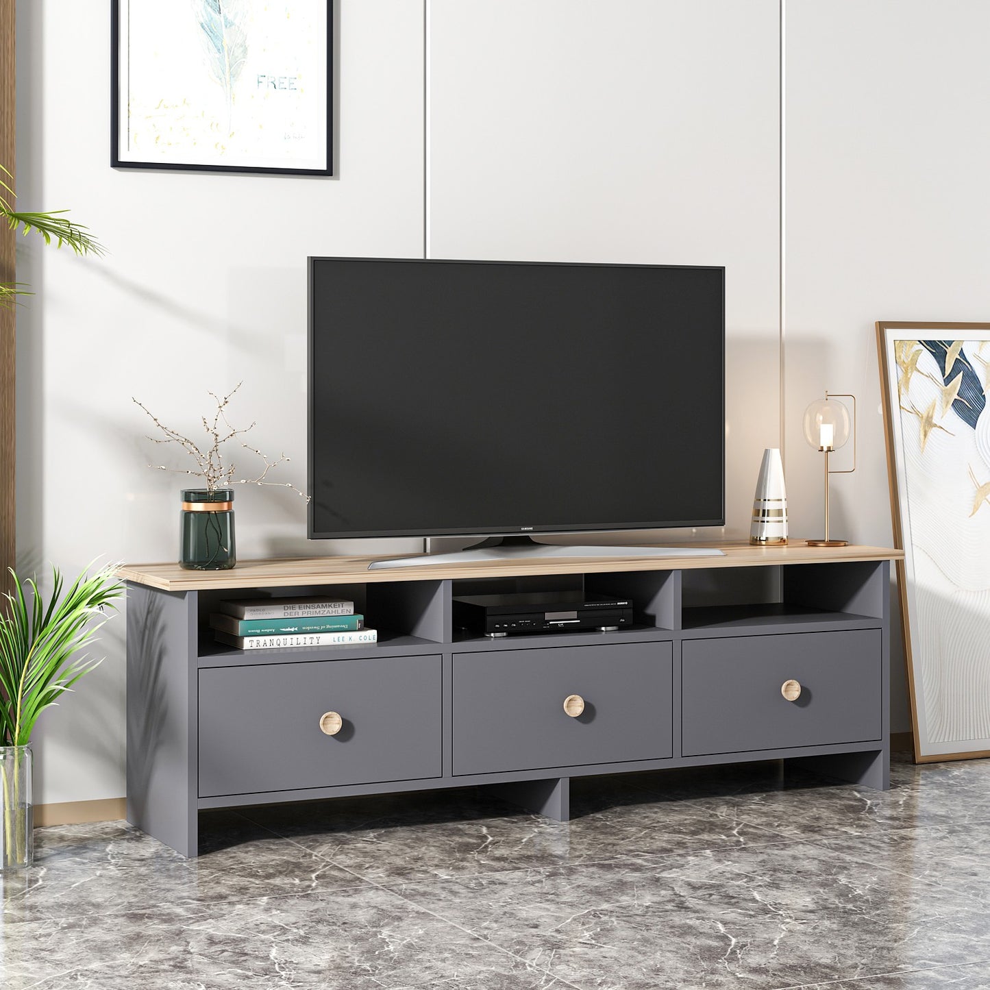 Έπιπλο Τηλεόρασης TV Βάση Σύνθεση Ανθρακί Δρυς | 382NRC1106