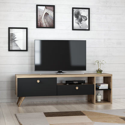 Έπιπλο Τηλεόρασης TV Βάση Σύνθεση Μαύρο Δρυς | 382NRC1107