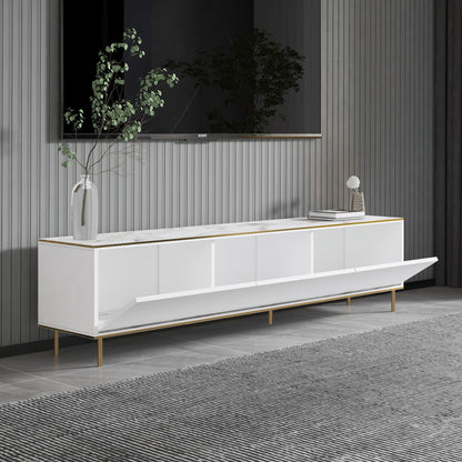 Έπιπλο Τηλεόρασης TV Βάση Σύνθεση Λευκό Marble Χρυσό | 382NRC1143
