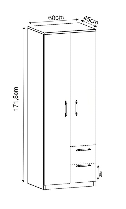Ντουλάπα 60x171.8x45 εκ Λευκό 382NRC1162