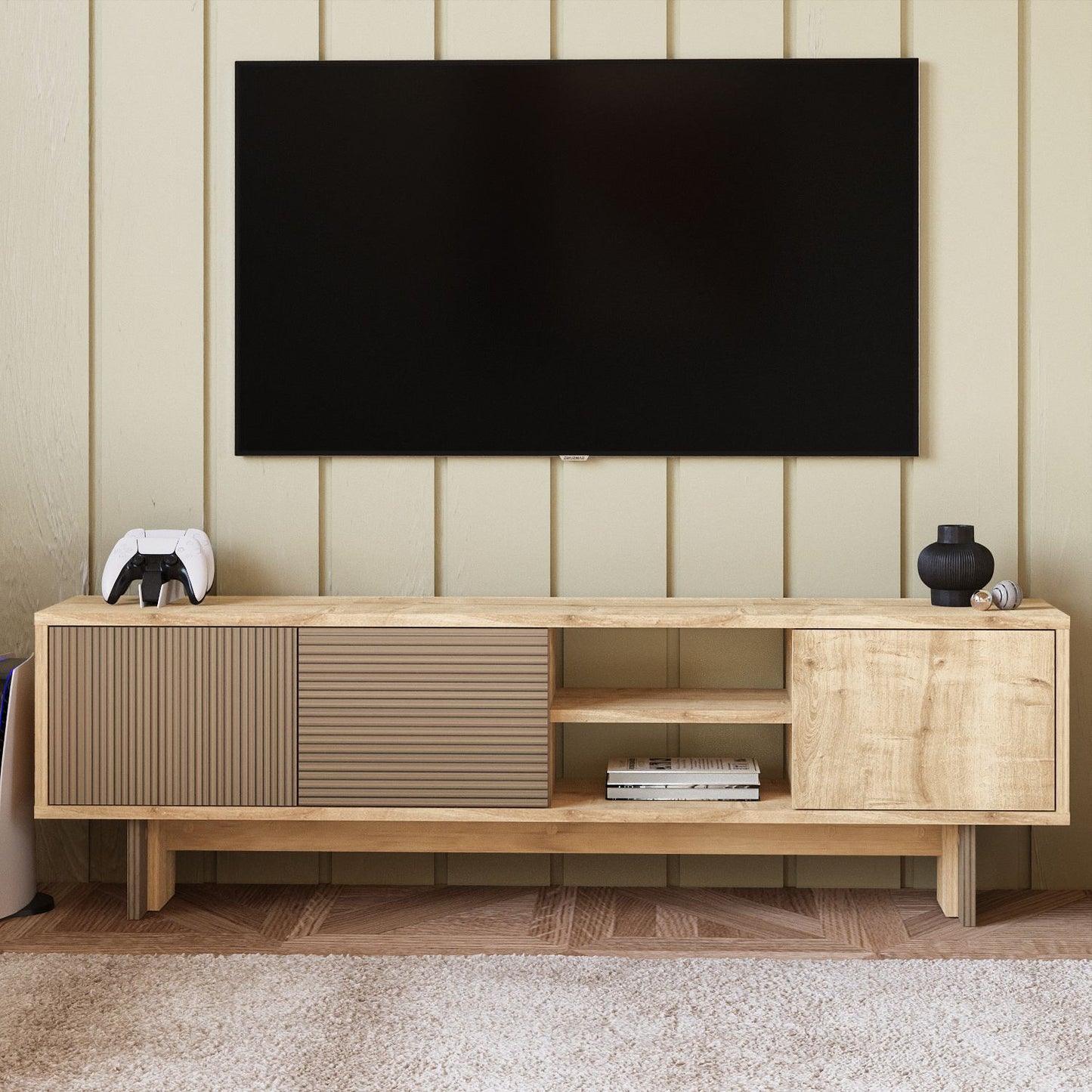 Έπιπλο Τηλεόρασης TV Βάση Σύνθεση Warm Δρυς Sapphire Δρυς | 382NRC1174