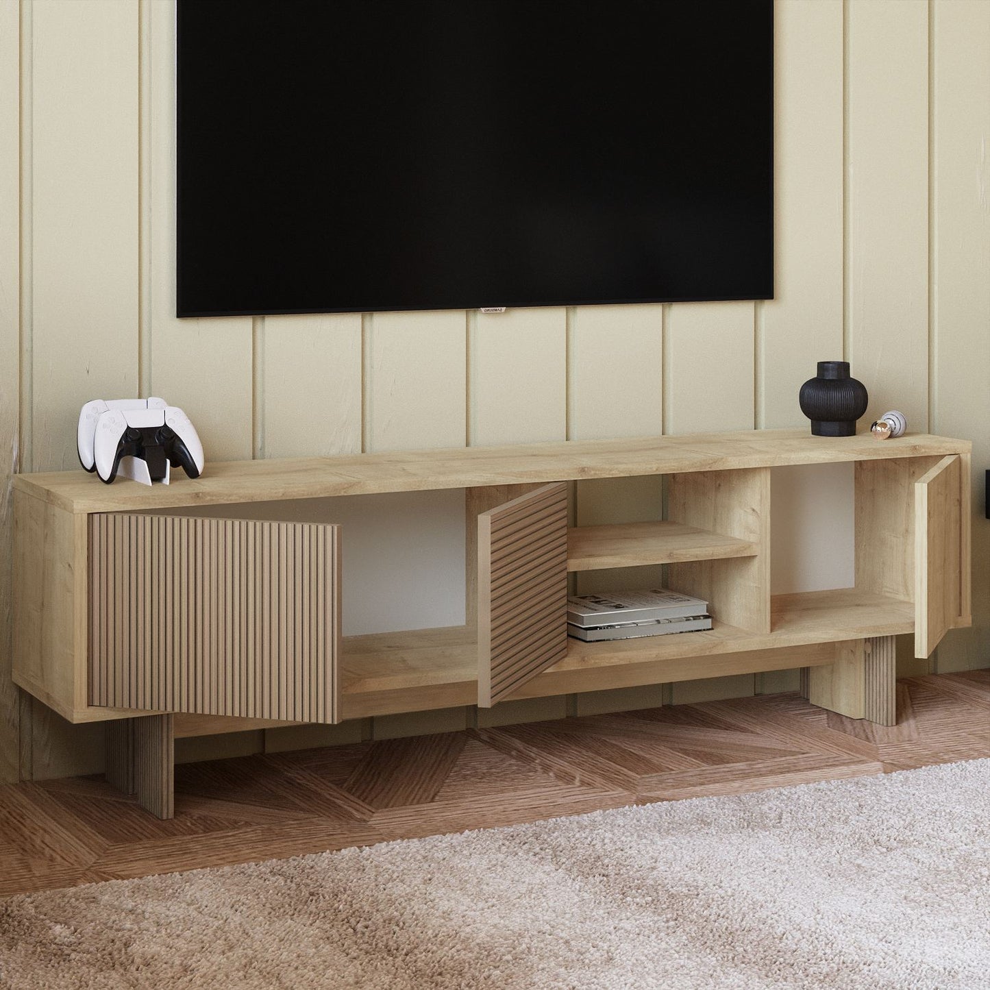Έπιπλο Τηλεόρασης TV Βάση Σύνθεση Warm Δρυς Sapphire Δρυς | 382NRC1174