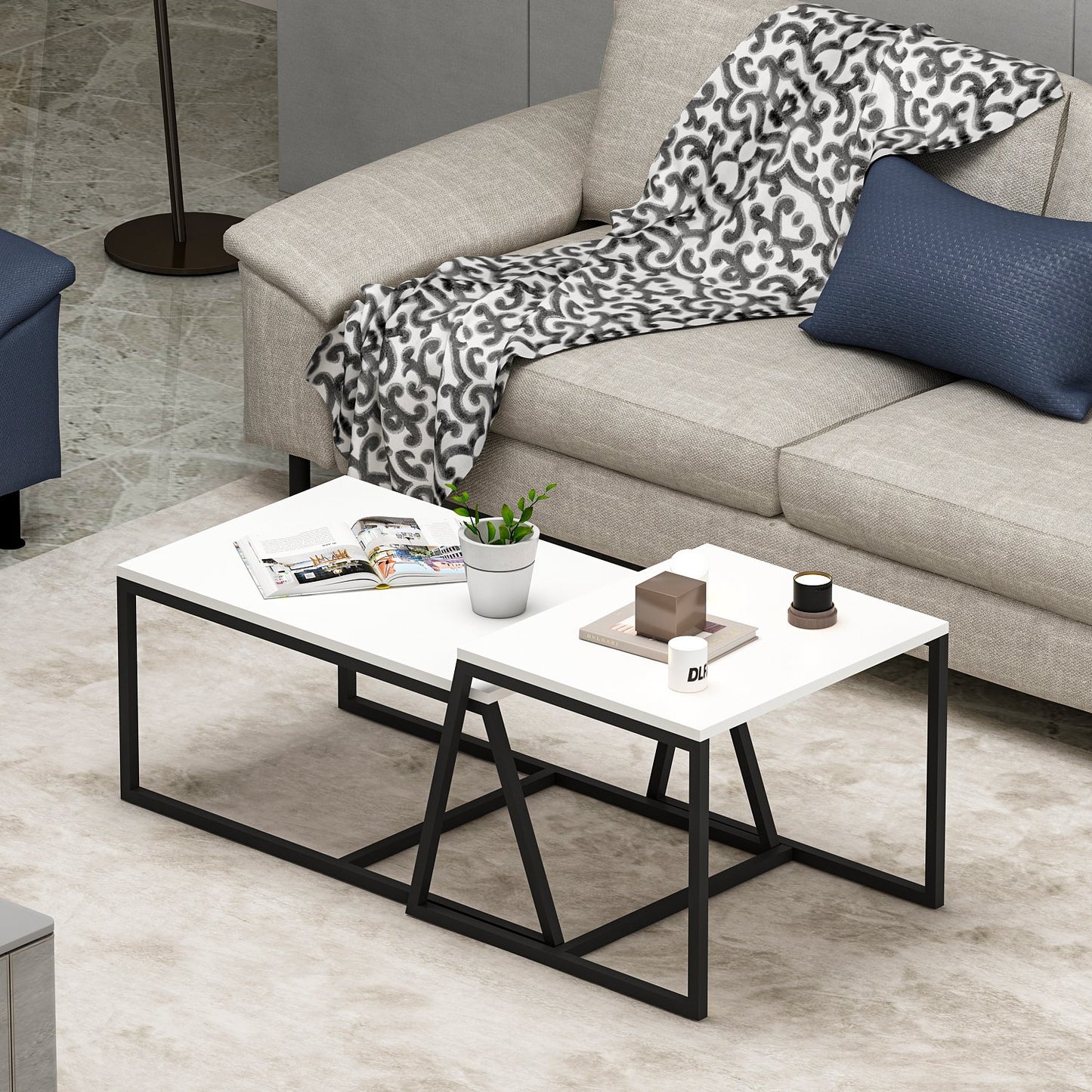 Τραπεζάκι Σαλονιού Λευκό 75 x 50 x 38 εκ GR382NRC1204