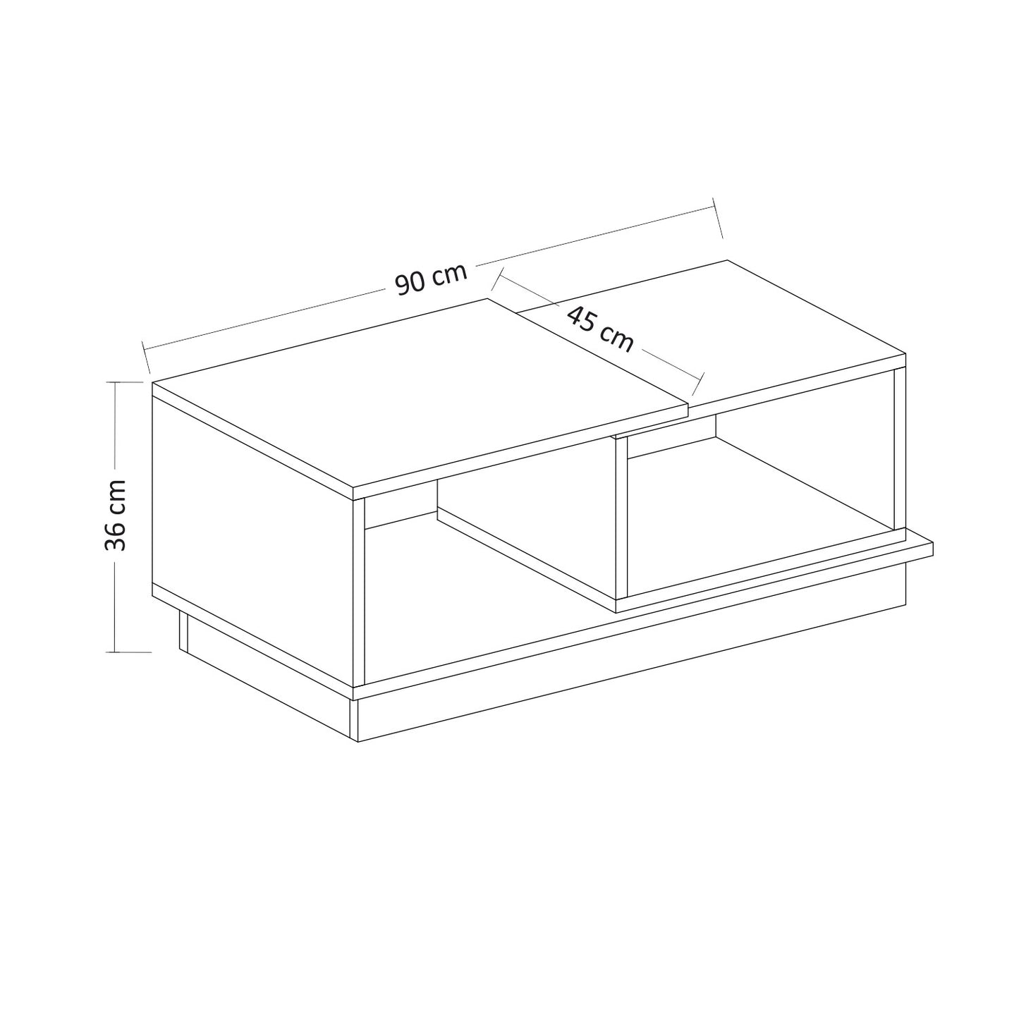 Τραπεζάκι Σαλονιού Λευκό - Δρυς 90 x 45 x 36 εκ GR382NRC1205