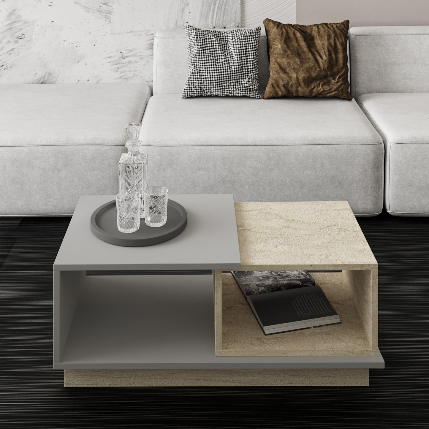 Τραπεζάκι Σαλονιού Travertine - Γκρι 90 x 45 x 36 εκ GR382NRC1214