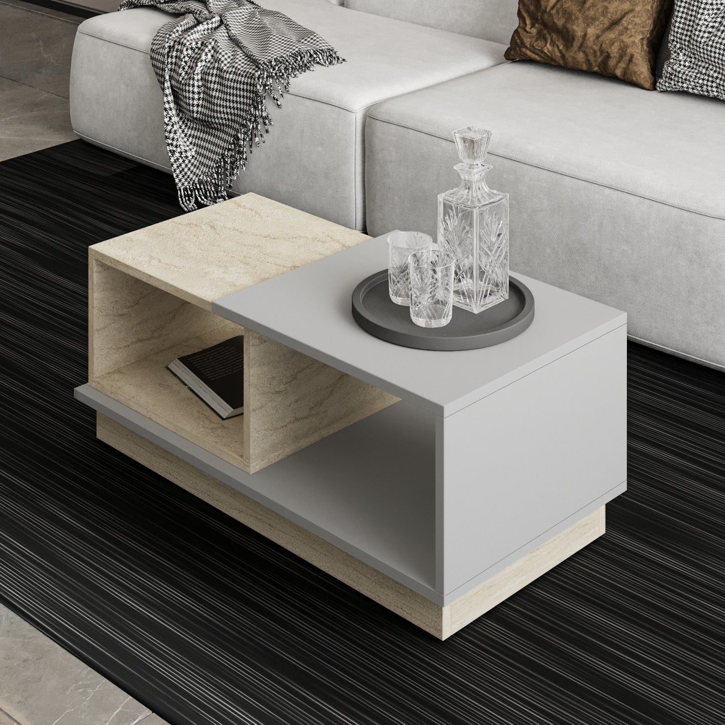 Τραπεζάκι Σαλονιού Travertine - Γκρι 90 x 45 x 36 εκ GR382NRC1214