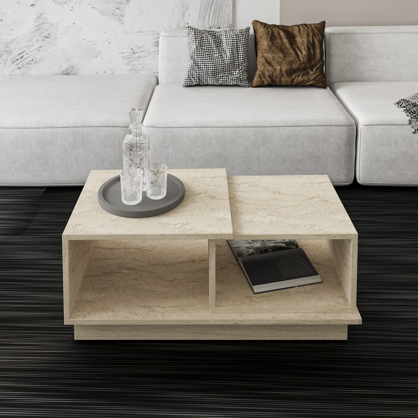Τραπεζάκι Σαλονιού Travertine 90 x 45 x 36 εκ GR382NRC1215