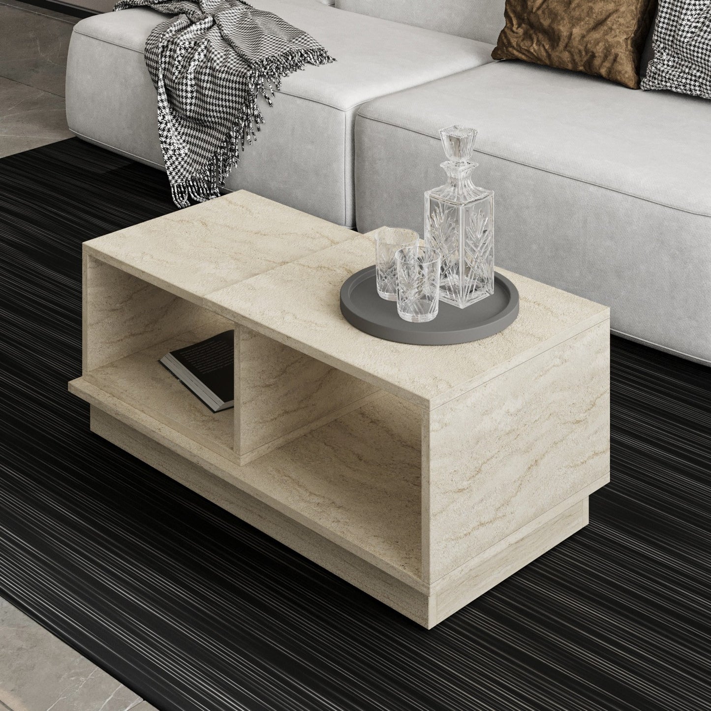 Τραπεζάκι Σαλονιού Travertine 90 x 45 x 36 εκ GR382NRC1215