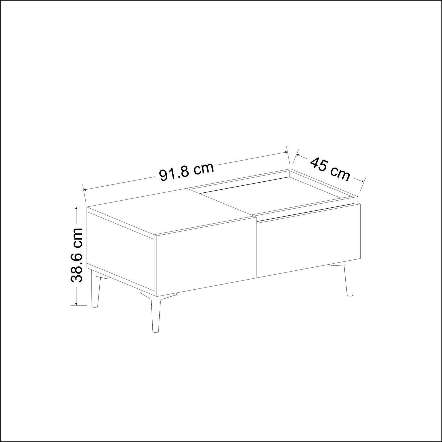 Τραπεζάκι Σαλονιού Travertine - Ανθρακί 91,8 x 45 x 38,6 εκ GR382NRC1216