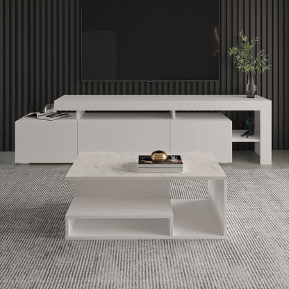 Τραπεζάκι Σαλονιού Λευκό - Marble 90 x 44,8 x 35 εκ GR382NRC1217