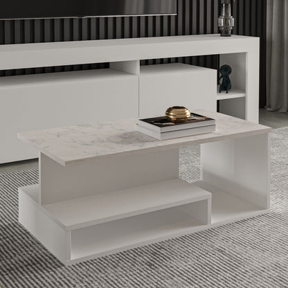 Τραπεζάκι Σαλονιού Λευκό - Marble 90 x 44,8 x 35 εκ GR382NRC1217