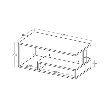 Τραπεζάκι Σαλονιού Λευκό - Καρυδί 90 x 44,8 x 35 εκ GR382NRC1218