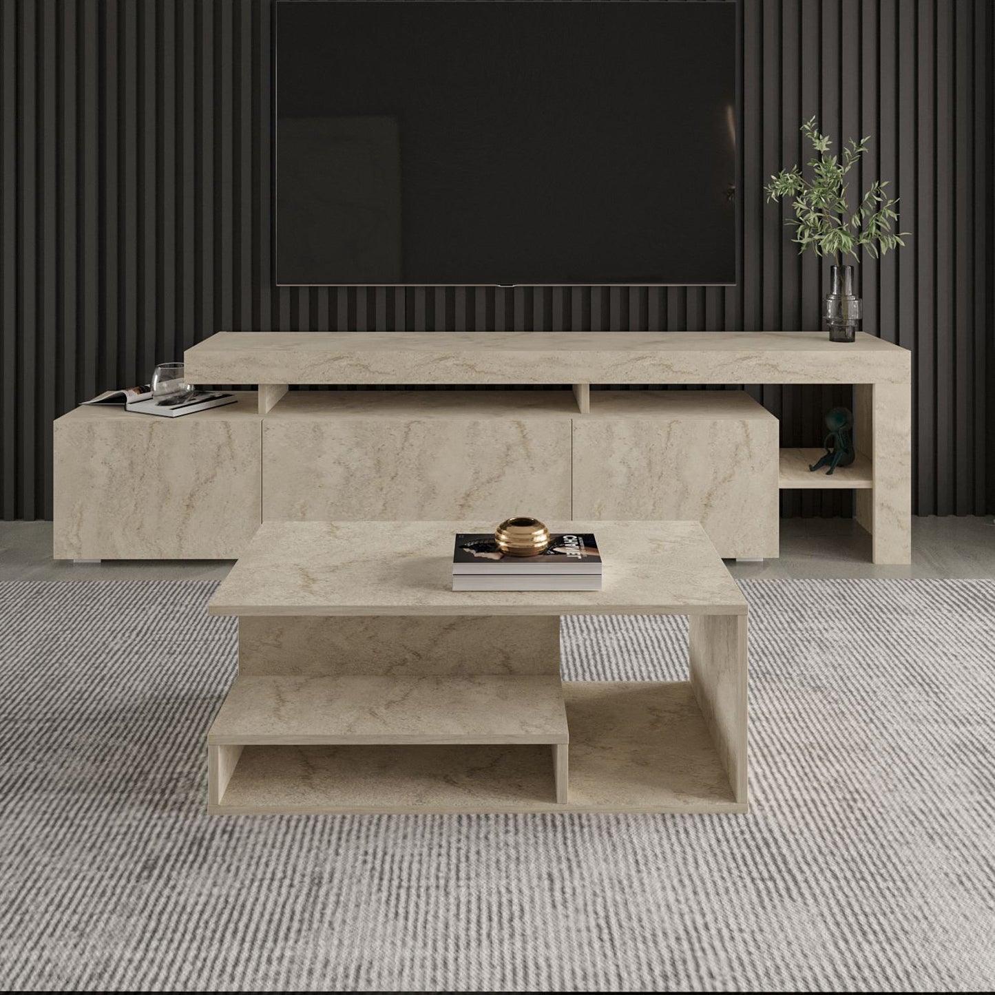 Τραπεζάκι Σαλονιού Travertine 90 x 44,8 x 35 εκ GR382NRC1220
