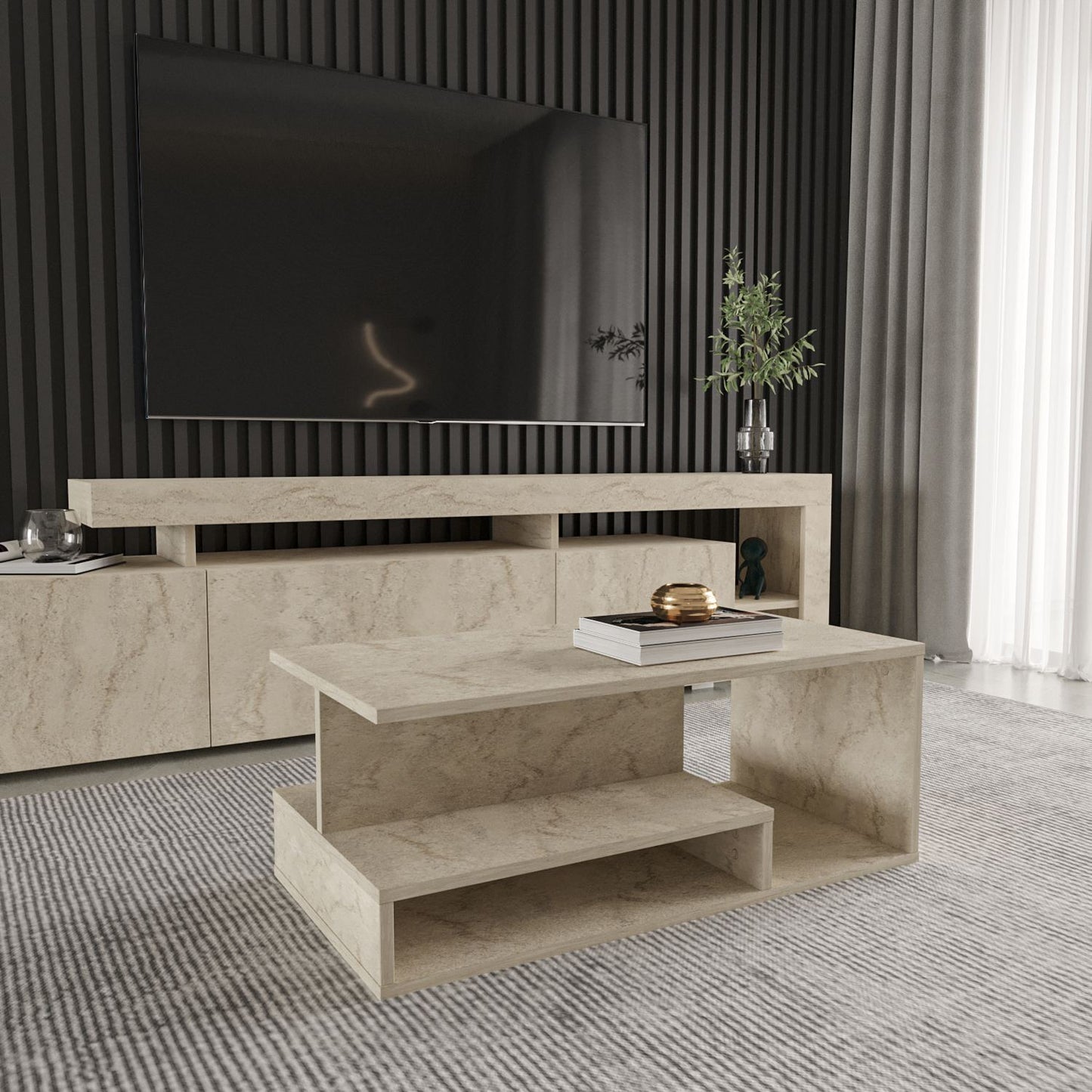 Τραπεζάκι Σαλονιού Travertine 90 x 44,8 x 35 εκ GR382NRC1220