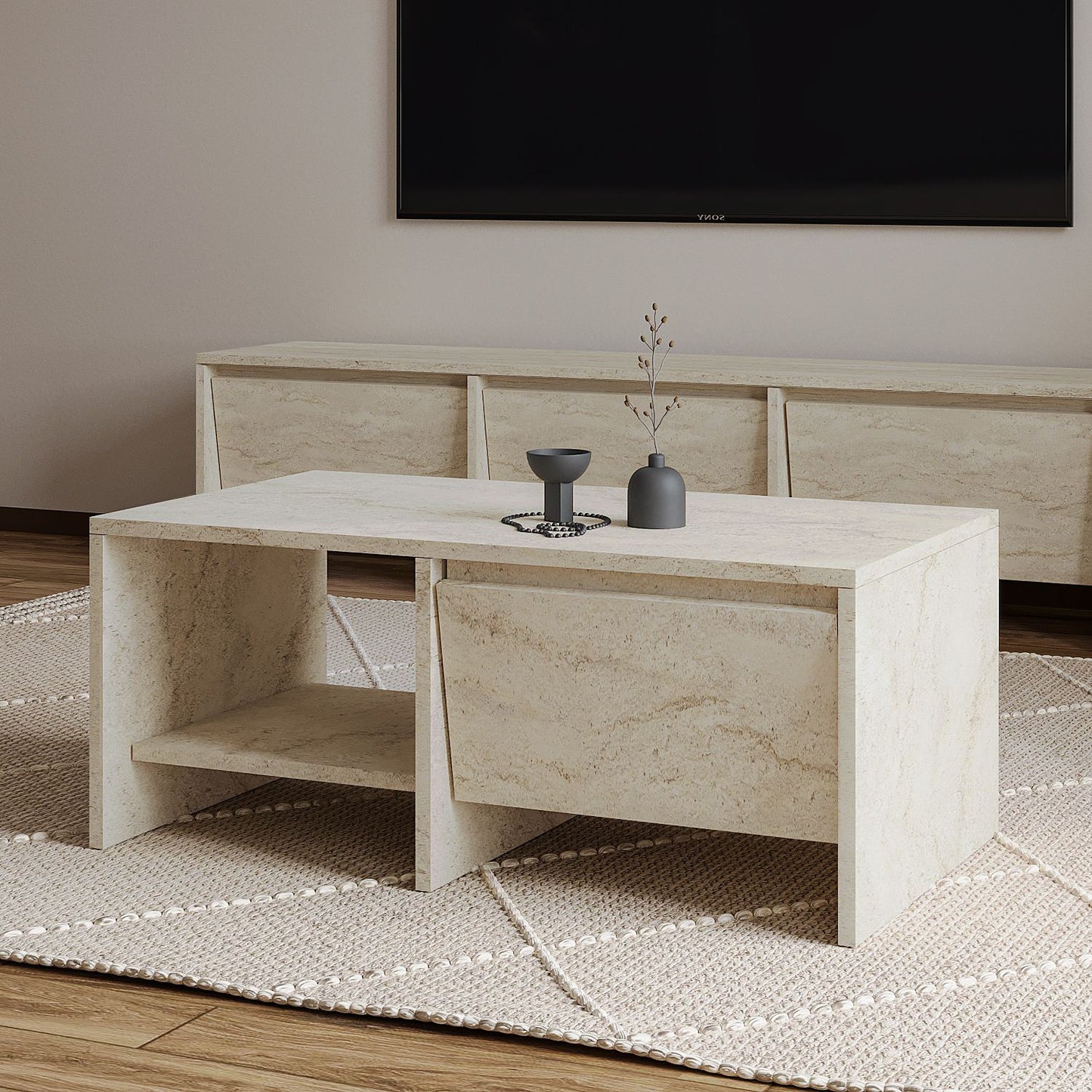 Τραπεζάκι Σαλονιού Travertine 90 x 45 x 35 εκ GR382NRC1222