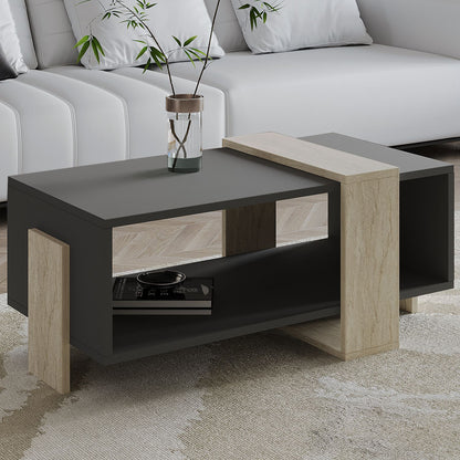 Τραπεζάκι Σαλονιού Travertine - Ανθρακί 90 x 49 x 40 εκ GR382NRC1226