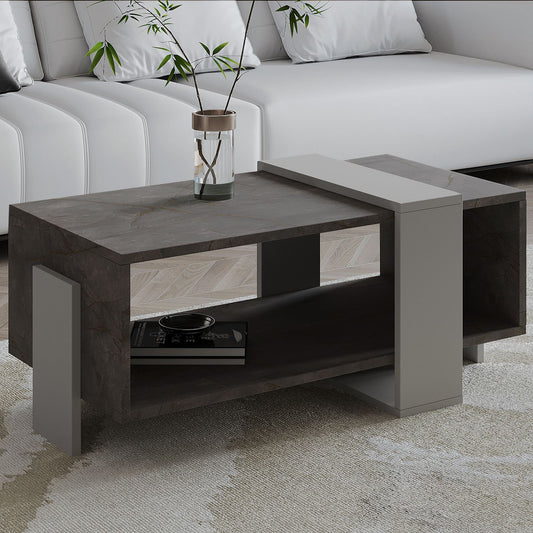 Τραπεζάκι Σαλονιού Gordion Marble - Γκρι 90 x 49 x 40 εκ GR382NRC1229