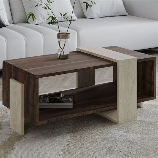 Τραπεζάκι Σαλονιού Travertine - Καρυδί 90 x 49 x 40 εκ GR382NRC1230