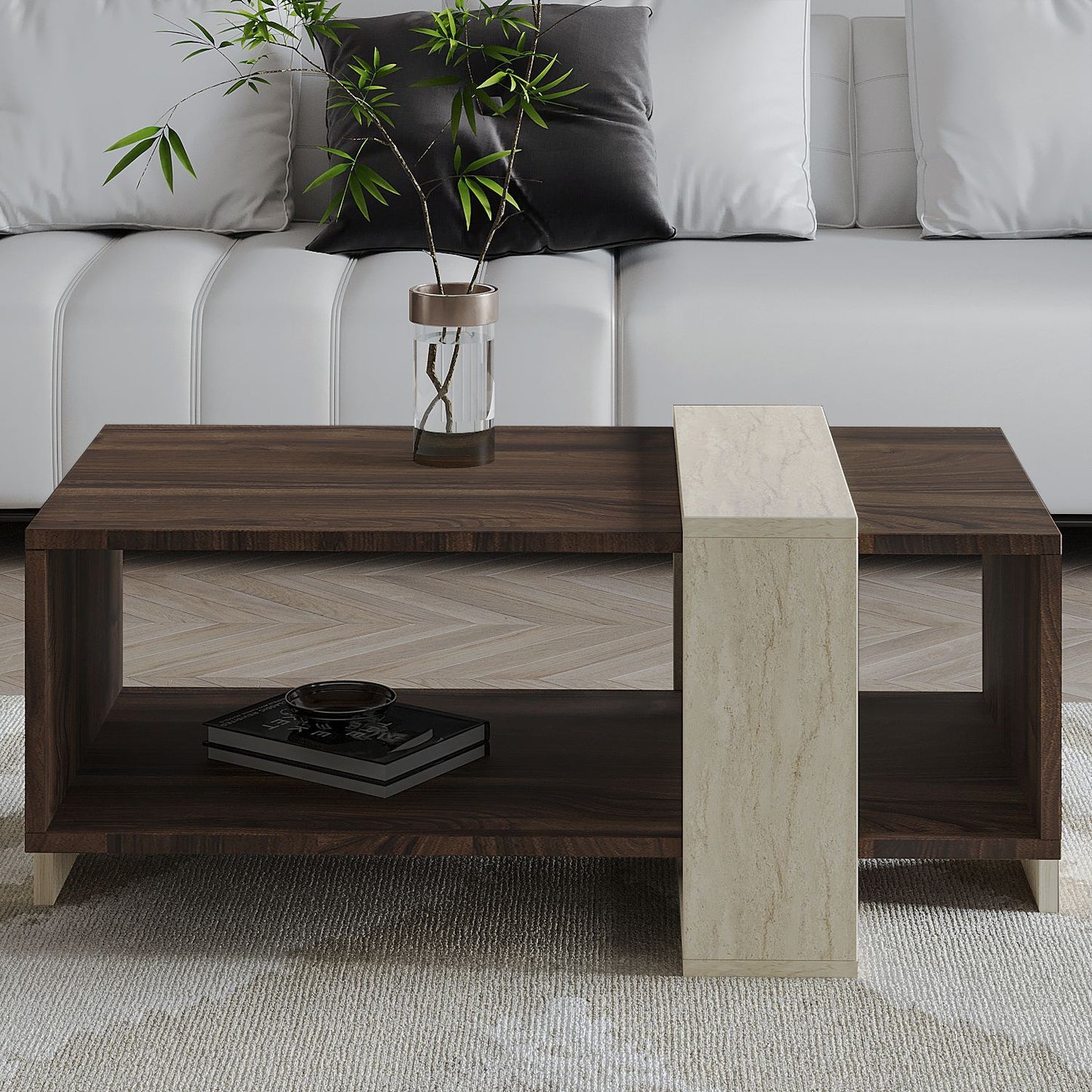 Τραπεζάκι Σαλονιού Travertine - Καρυδί 90 x 49 x 40 εκ GR382NRC1230
