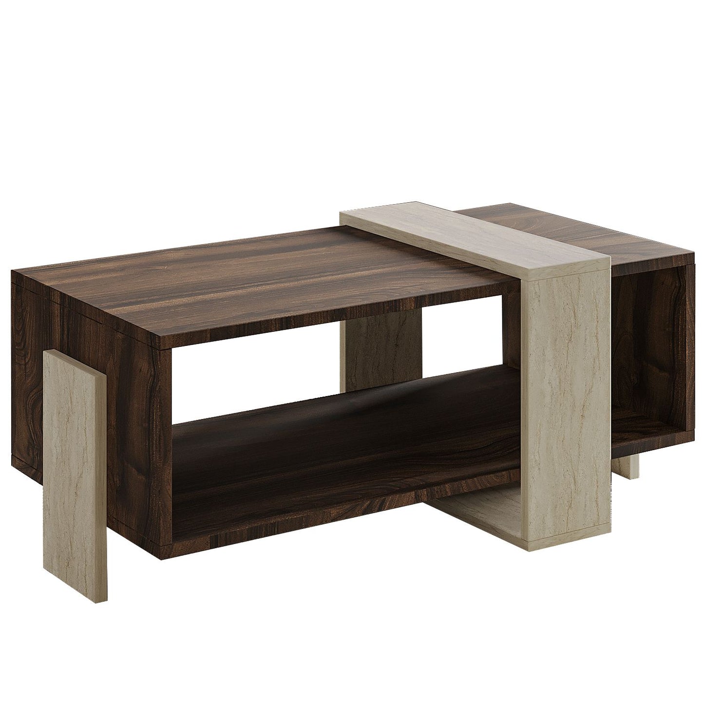 Τραπεζάκι Σαλονιού Travertine - Καρυδί 90 x 49 x 40 εκ GR382NRC1230