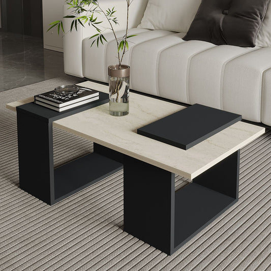 Τραπεζάκι Σαλονιού Travertine - Ανθρακί 90 x 46,6 x 37 εκ GR382NRC1231