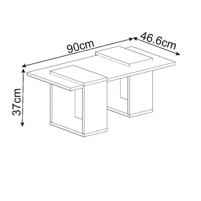 Τραπεζάκι Σαλονιού Λευκό - Δρυς Sapphire 90 x 46,6 x 37 εκ GR382NRC1232